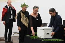 Neuseeländische Delegation nimmt Ahnenschädel entgegen
