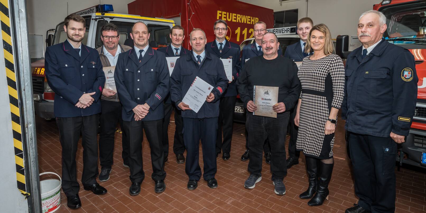 Langjährige und verdiente Mitglieder der Freiwilligen Feuerwehr Unter-Abtsteinach werden bei der Jahreshauptversammlung ausgezeichnet.