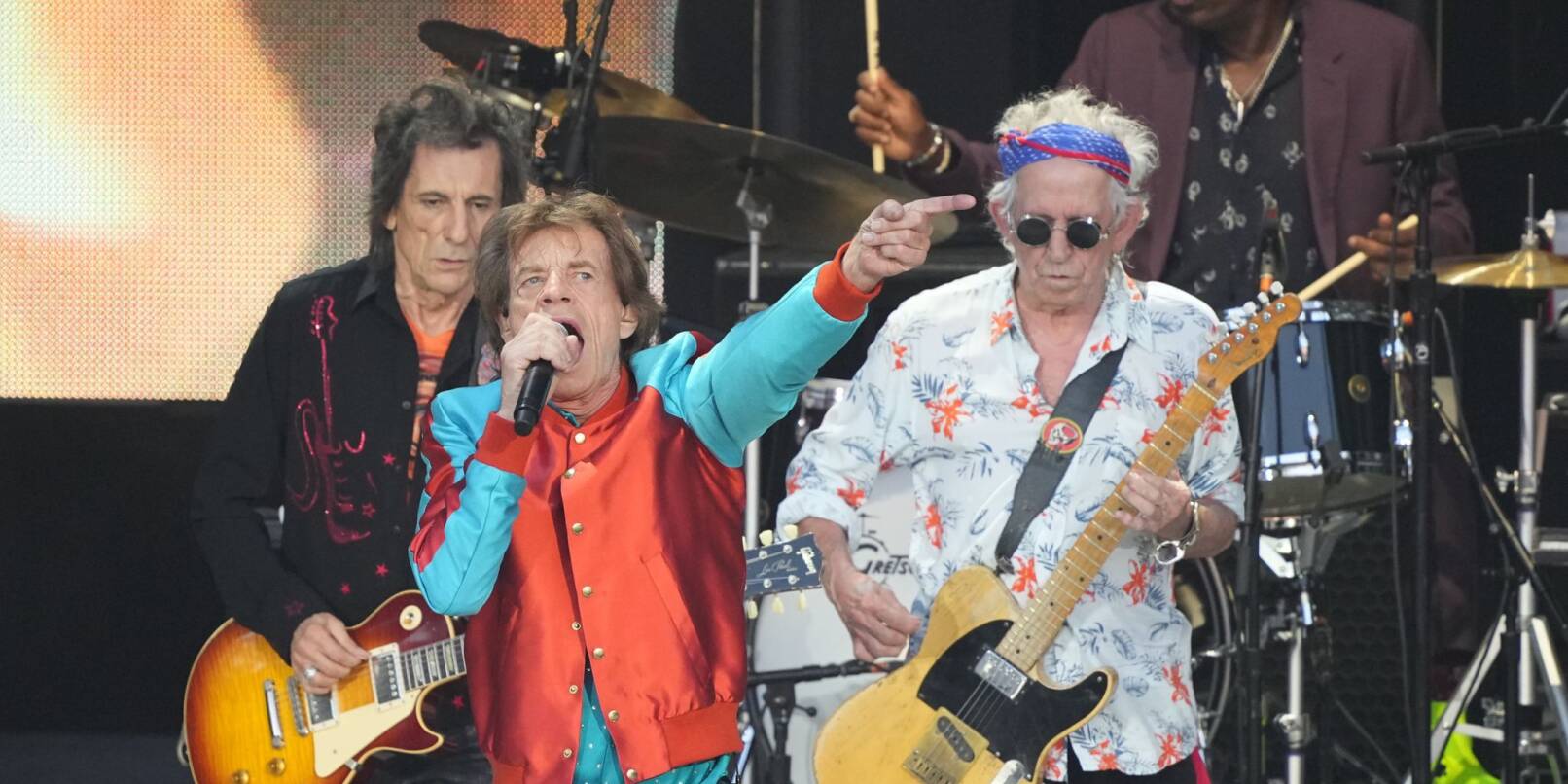 Ron Wood (l-r), Mick Jagger und Keith Richards im August 2022 auf der Berliner Waldbühne.