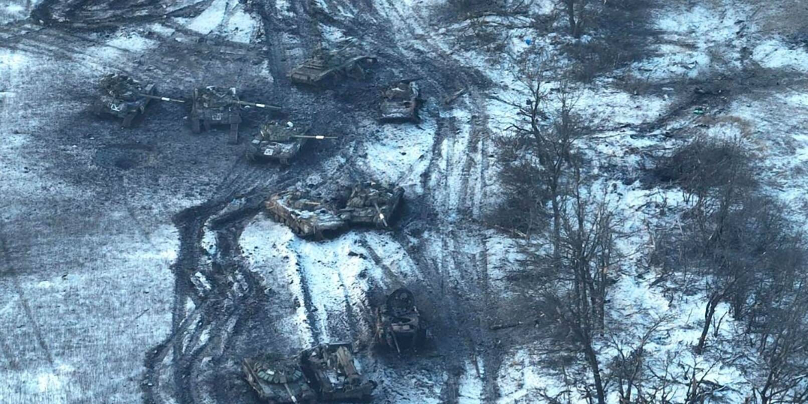 Panzer an der Front nahe der kleinen Bergbaustadt Wuhledar an der Frontlinie im Osten der Ukraine.