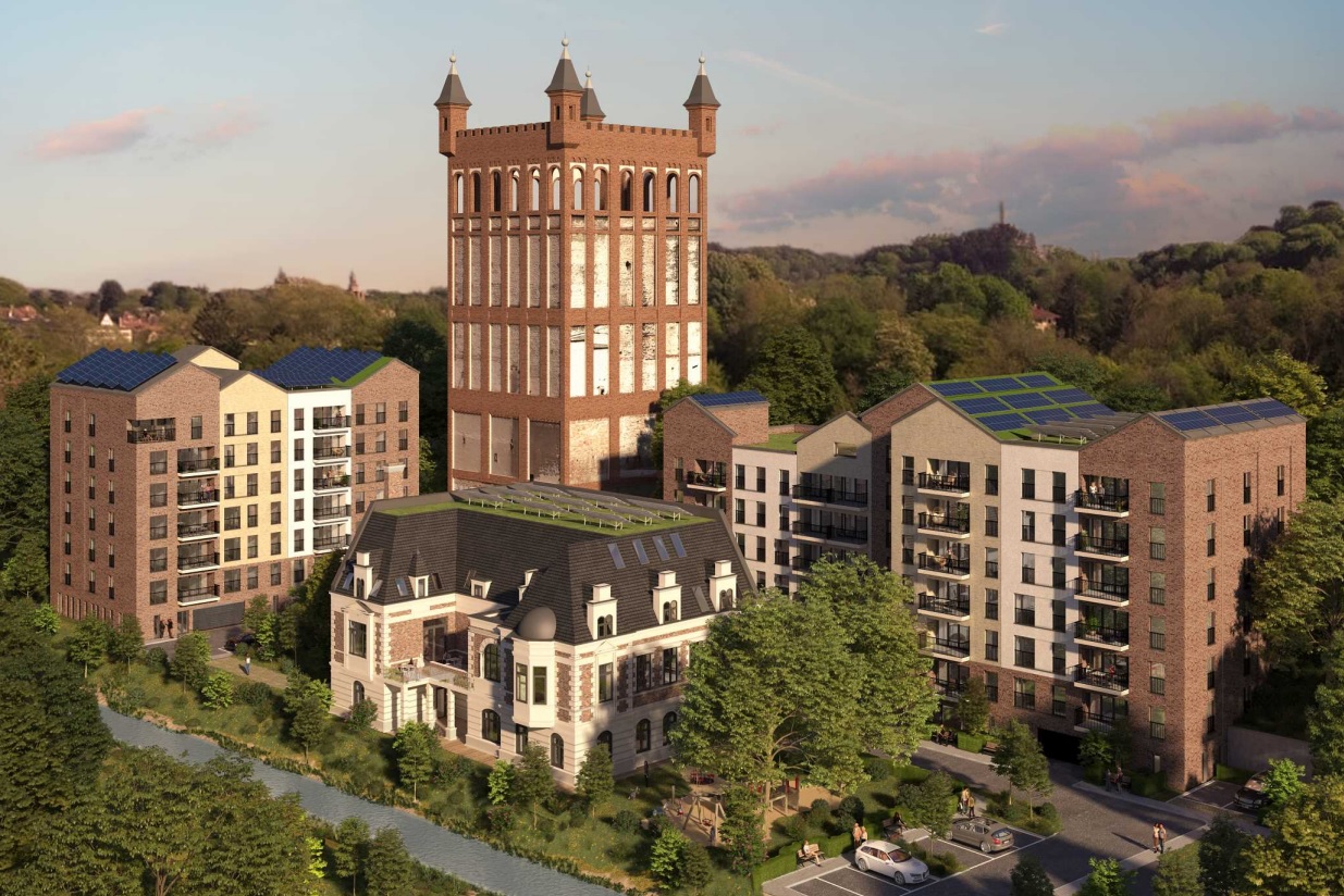 So sieht die aktualisierte Ansicht für das Wohnungsbaukonzept der Hildebrandschen Mühle aus. Die Planungen wurden nur leicht modifiziert, um der geänderten Nutzung Rechnung zu tragen.