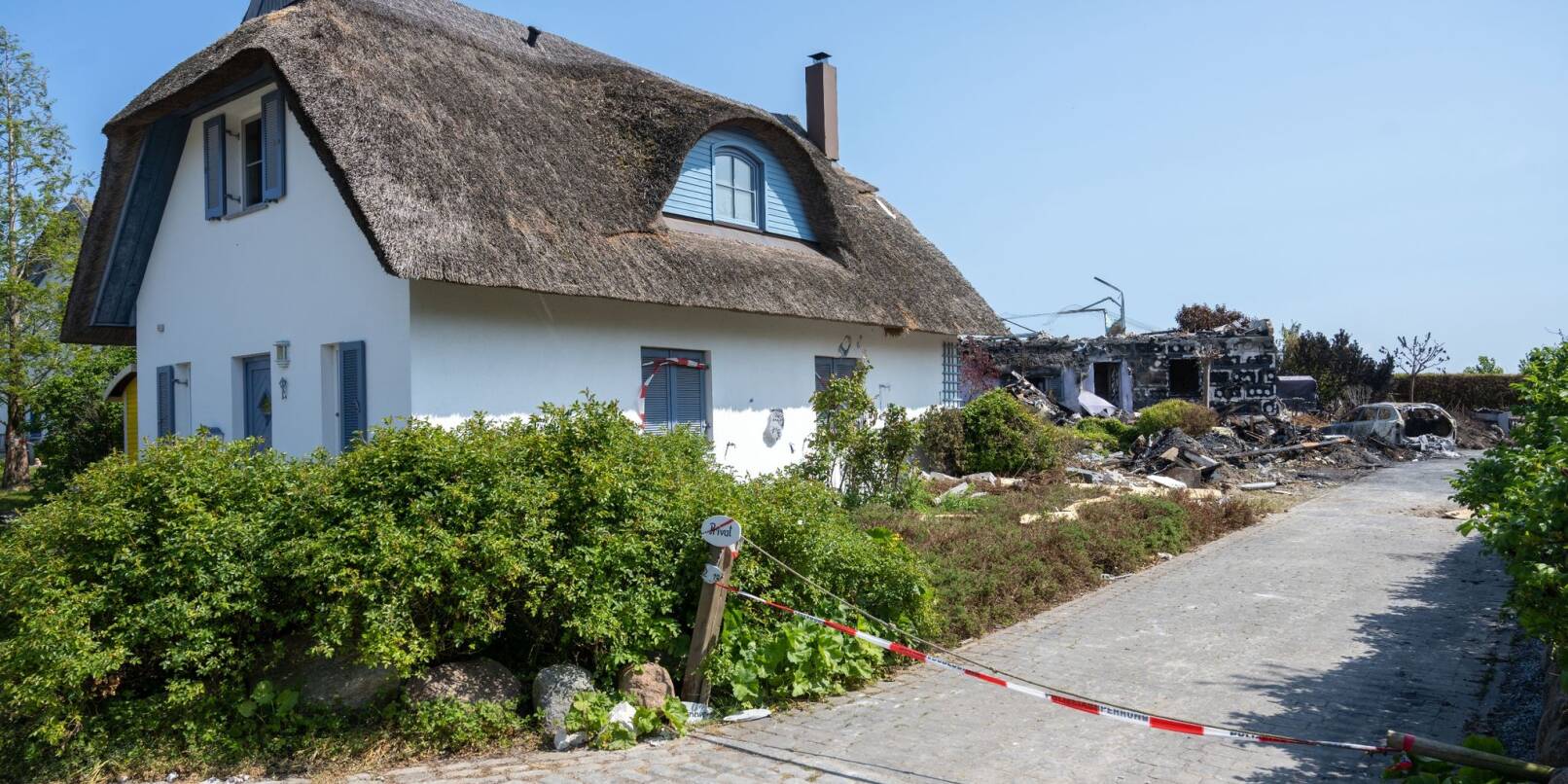 Blick auf die Unglücksstelle: Im Norden der Insel Rügen kam es zu einer Gasexplosion.