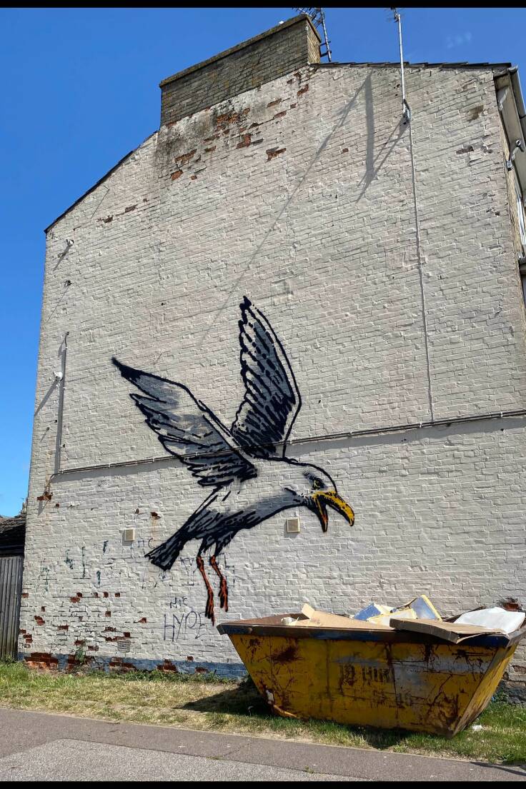 Die Mauer mit der Banksy-Möwe in Lowestoft ist abgerissen worden.