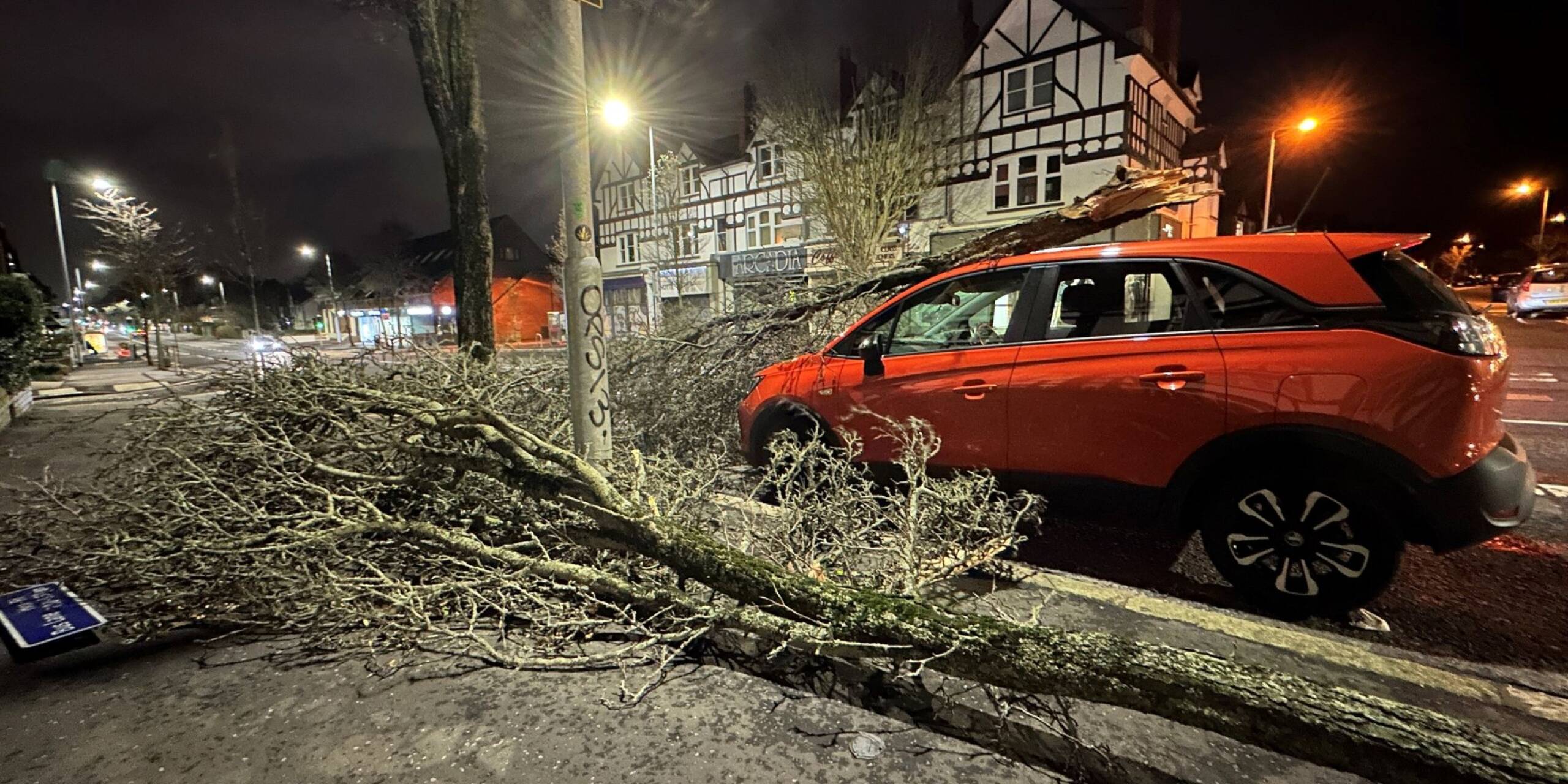 In Irland wütet der Sturm «Isha»: Mehrere Bäume knickten um und beschädigten Häuser und Autos - wie hier in der nordirischen Hauptstadt Belfast. Rund 170.000 Haushalte und Unternehmen wurden in der Nacht vom Stromnetz abgeschnitten.