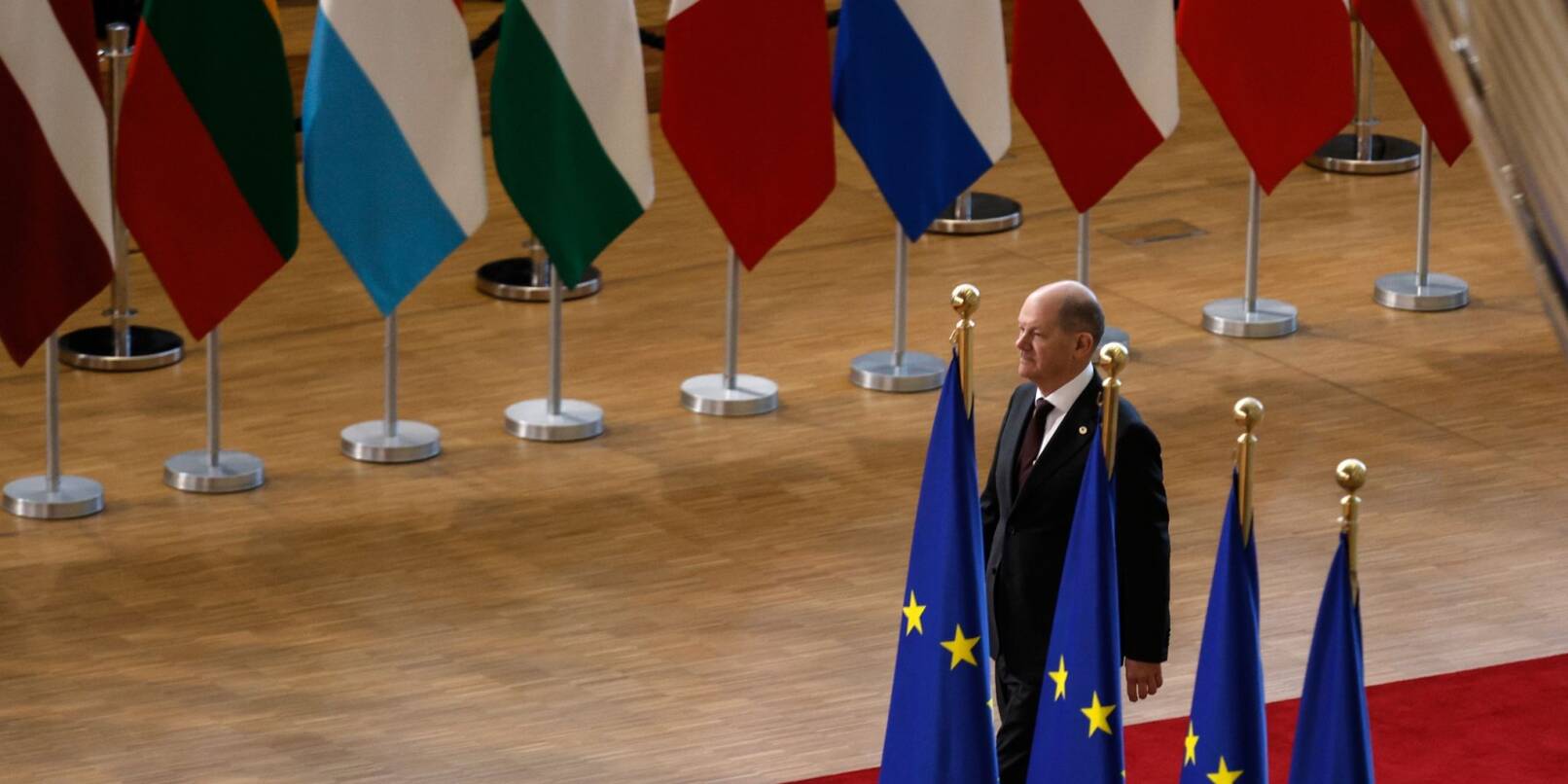 Bundeskanzler Olaf Scholz beim EU-Gipfel in Brüssel.