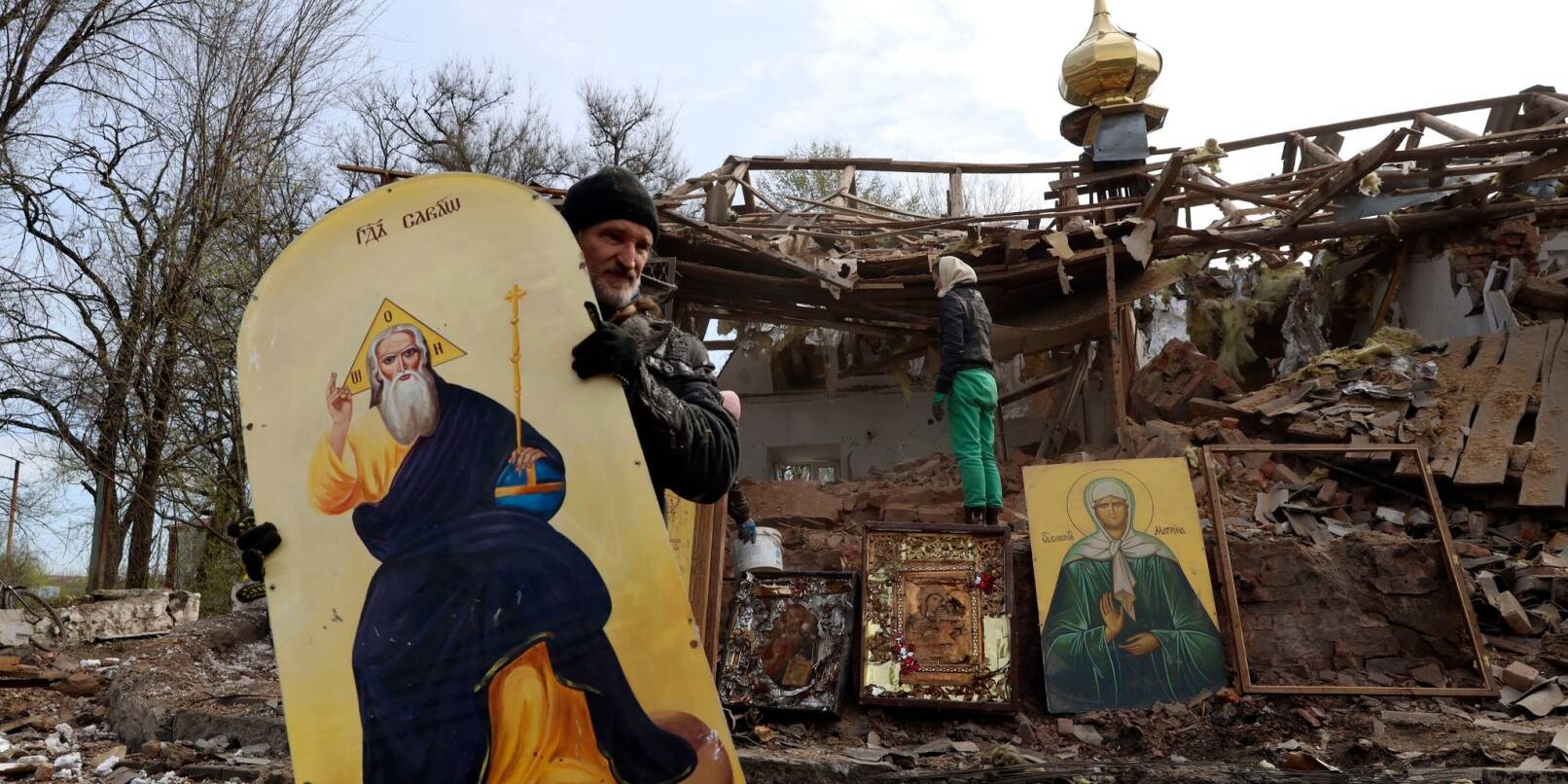 Eine orthodoxe Kirche in Kamyshevakha wurde durch eine russische Rakete zerstört.