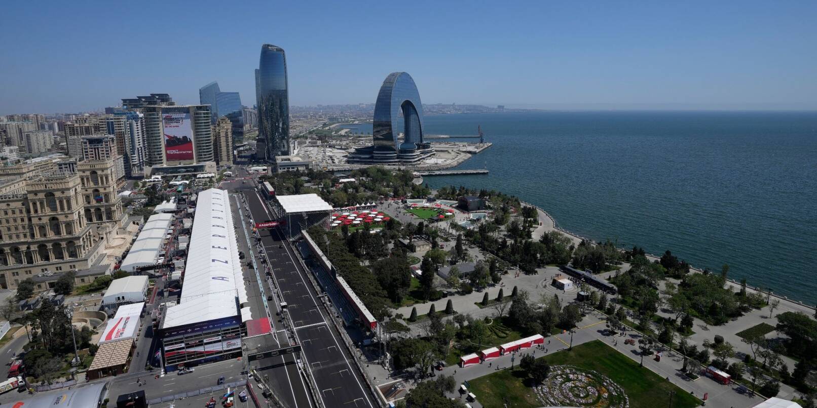 Ein Blick auf die Rennstrecke von Baku.
