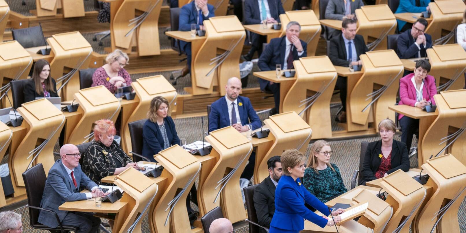 Die scheidende Regierungschefin Nicola Sturgeon bei ihrer letzten Fragestunde im schottischen Parlament in Edinburgh.