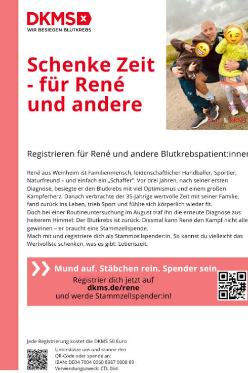 Über den QR-Code gelangt man direkt zur Registrierung auf der Website der DKMS. Über den QR-Code gelangt man direkt zur Registrierung auf der Website der DKMS.