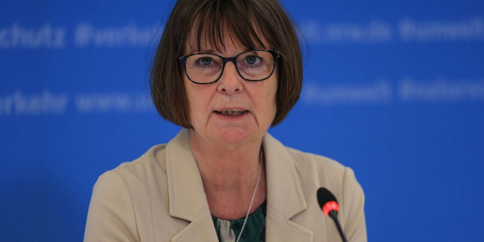 Hessens Umweltministerin Priska Hinz (Grüne) spricht auf einer Pressekonferenz.