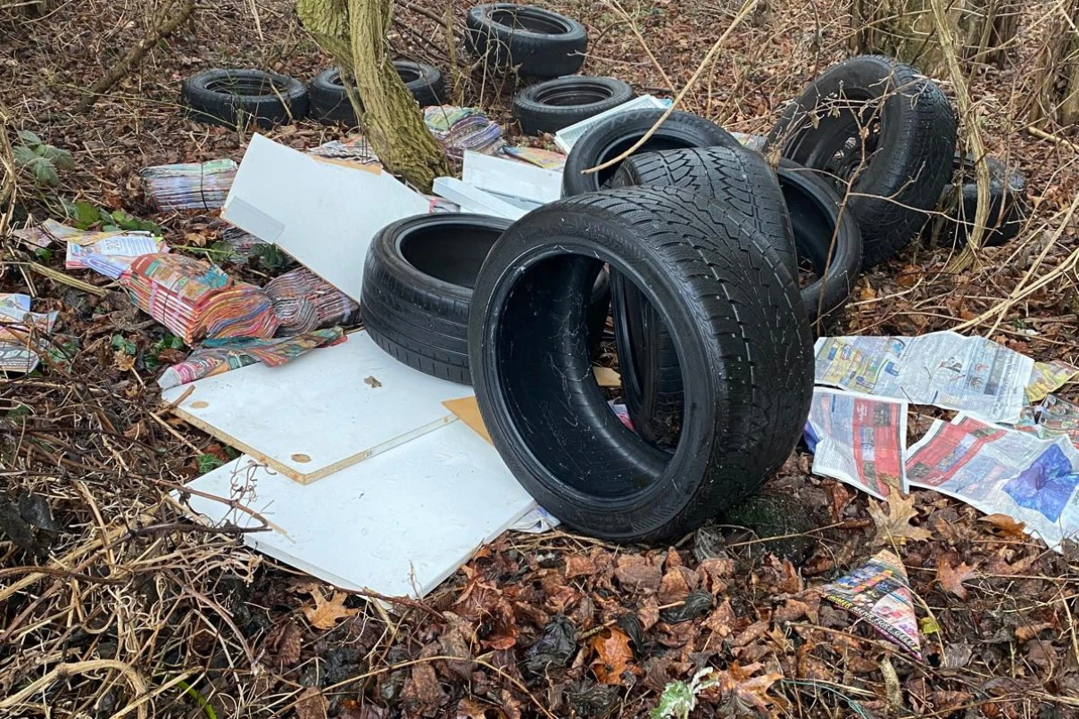 Weinheim: Old tires illegally dumped at Waidsee